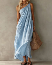 One-Shoulder Ruched Maxi Dress