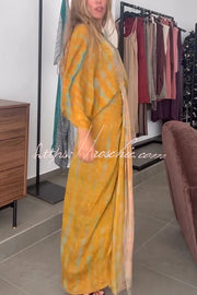 Printed V-Neck High-Waisted Maxi Dress – Loose Fit