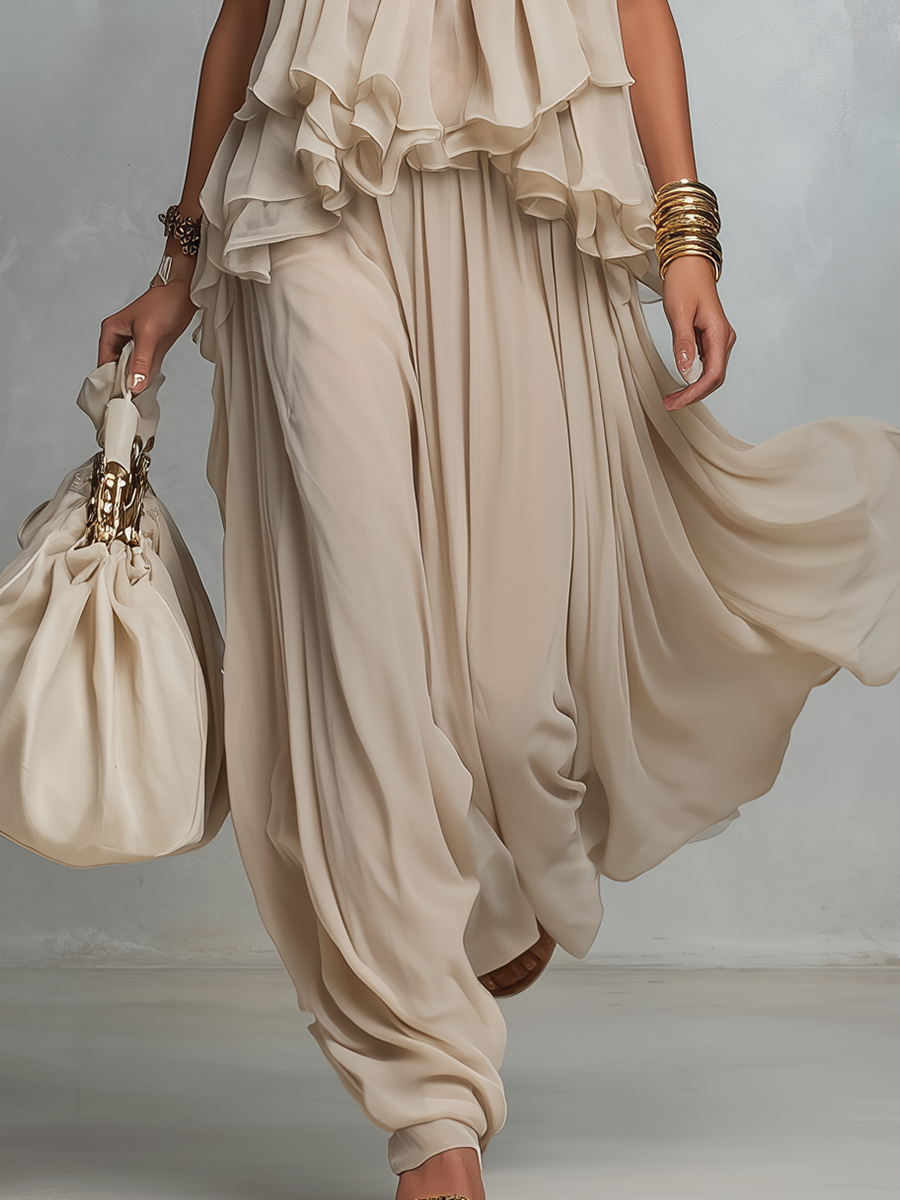 Layered Halter Bohemian Skirt Set with Boho Print