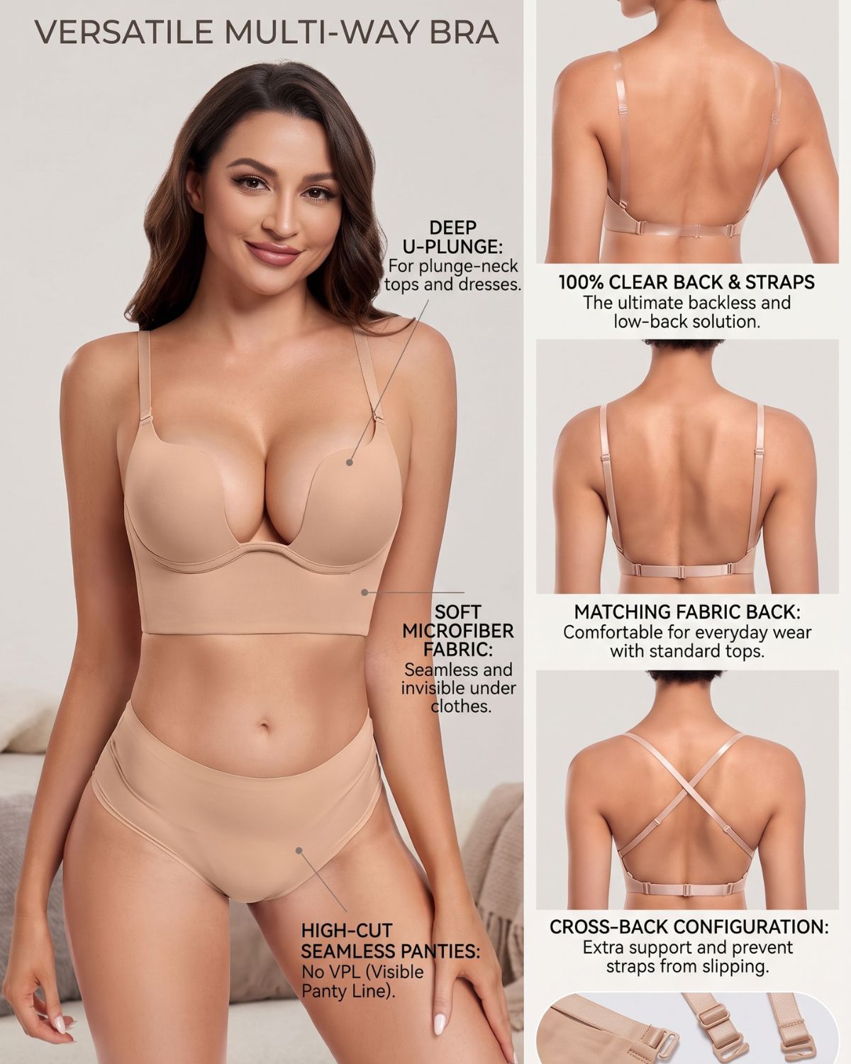 Low-Back Plunge Push-Up Bra