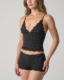Duniii Lace Trim Crop Cami & Shorts Set
