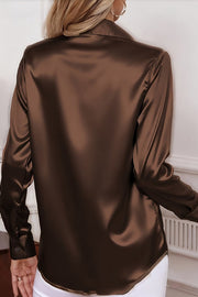 Chemise boutonnée à manches longues pour femme – Haut de bureau coupe ample