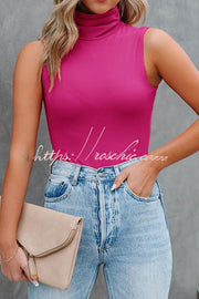 Seamless Turtleneck Tank Top – Regular Fit Casual Sleeveless