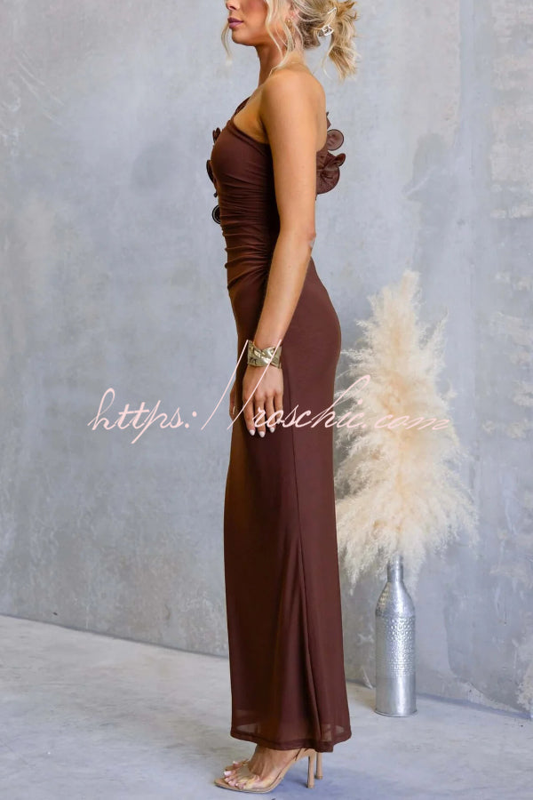 One-Shoulder Mesh Maxi Dress – Slim Fit Party Dress