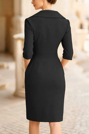 Women's Slim Fit Lapel Mini Dress – Office Wear
