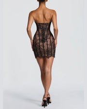 Lace Strapless Bodycon Mini Dress