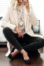 Long Sleeve Lace Top with High Neck | Regular Fit