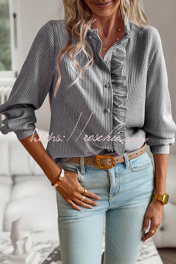 Chemise boutonnée à manches longues pour femmes, haut ample et décontracté