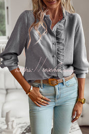 Chemise boutonnée à manches longues pour femmes, haut ample et décontracté