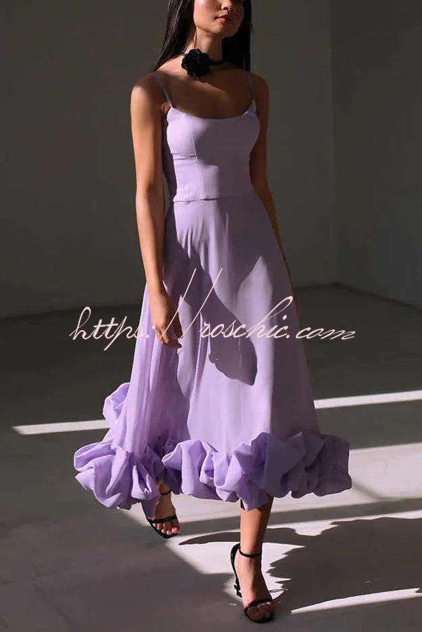 Flounce Bustier Midi Dress for Parties & Banquets