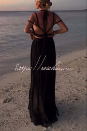 Draped Braids Crop Tank & Wrap Maxi Skirt Set