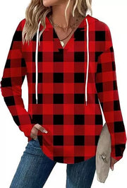 Women's Plaid Hoodie Tunic – Oversized Pullover Sweatshirt
