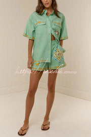 Linen Blend Short Sleeve Shirt & Shorts Set – Loose Fit