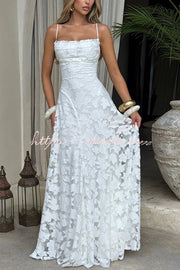 Floral Burnout Cowl Neck Lace-Up Back Maxi Dress