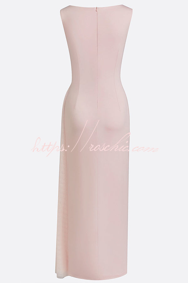 Asymmetric Pleated Strapless Maxi Dress – Loose Fit