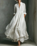 Pleated Bell-Sleeve Maxi Dress