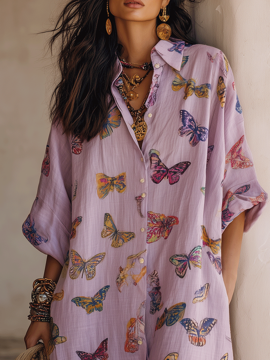Boho Oversized Shirt Midi Dress – Soft Everyday Style