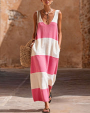 Striped Maxi Dress with Pockets