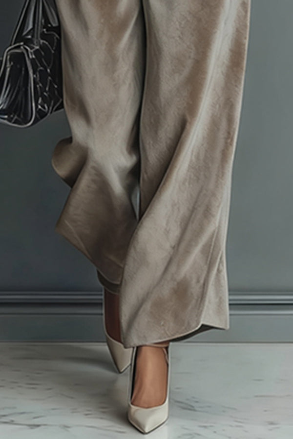 Ensemble haut à col roulé en velours et pantalon large – Coupe ample