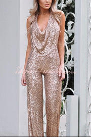 Sequin Halter Wide Leg Jumpsuit – Party Wear