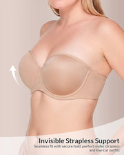 Strapless Underwire Bra with High Support for Fuller Busts