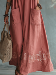 Dusty Rose Pocket Detail Sleeveless Maxi Dress