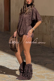 Lace Openwork Batwing Top & Slim Shorts Set – Vacation