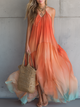 Ombre Chiffon Halter Maxi Dress | Flowy Boho Sleeveless