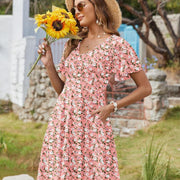 ZEAGOO Women's Summer Dress Casual Swing Floral Ruffle Short Sleeve Sundresses Beach Mini A-line Shift Dress with Pockets summerwins