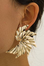Gold-Plated Spiral Leaf Geometric Earrings
