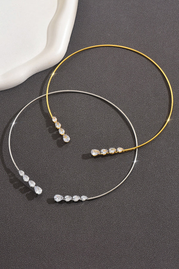 Collier ouvert en fil de cuivre Zircon en forme de larme