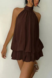 Chiffon Halter Neck Backless Mini Dress | Vacation Style