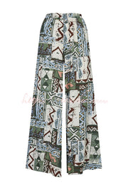 Off Shoulder Printed Top and Wide Leg Pants Set