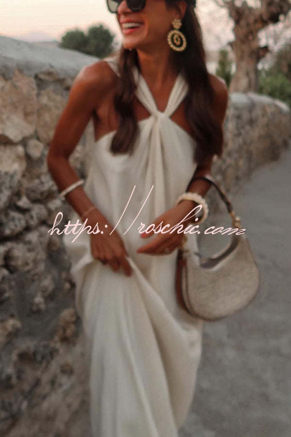 Linen Blend Halter Maxi Dress – Vacation Loose Fit