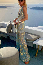 Golden Sunset Sequin V-Neck Maxi Dress