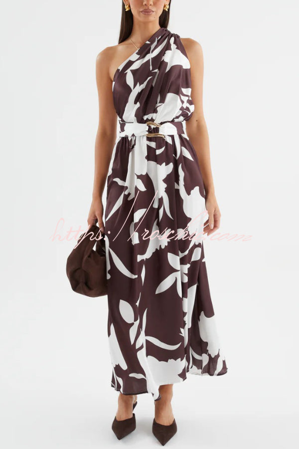 Printed One-Shoulder Maxi Dress – Vacation Casual Style