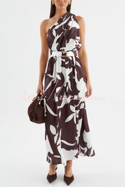 Printed One-Shoulder Maxi Dress – Vacation Casual Style