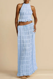 Pleated Tiered Maxi Skirt with Drawstring Waist | Vacation Wear