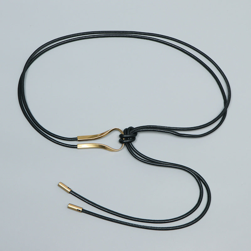 PU Leather Lace-Up Waist Belt – Chinese Style Rope