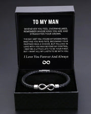 Men's Braided Leather Bracelet with Gift Box