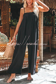 Linen Blend Sleeveless Jumpsuit with Pockets – Relaxed Fit