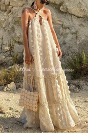Floral Halter Maxi Dress – Sleeveless Beach Vacation Dress
