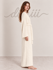 Textured Knit Full-Length Robe with Tie Belt