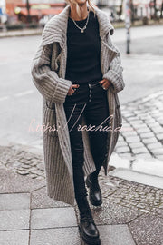 Chunky Knit Oversized Midi Cardigan with Pockets