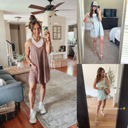 Tanming Women's Sleeveless Sports Romper Dress - Athletic V-Neck Spaghetti Strap Mini Sundress with Built-in Shorts, Pockets, Sporty Chic Design, Athleisure Women's Clothes for Summer, Spring Tennis,summerwins,summeroutfits,vacationoutfits,beachoutfits