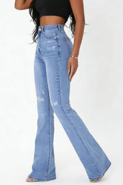 Ripped Stretch Denim Jeans with Pockets – Regular Fit