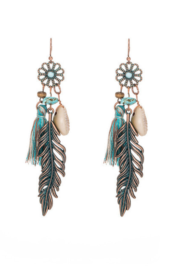 Hollow Carved Alloy Tassel Drop Earrings – Boho Retro