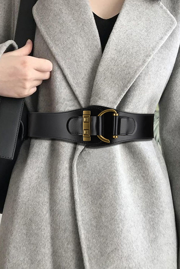 Retro Wide Leather Belt – 8cm Waist-Hugging Style