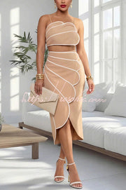 Spaghetti Strap Crop Top & Asymmetrical Midi Skirt Set