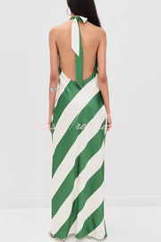 Robe longue dos nu rayée avec poches – Coupe ample dos nu